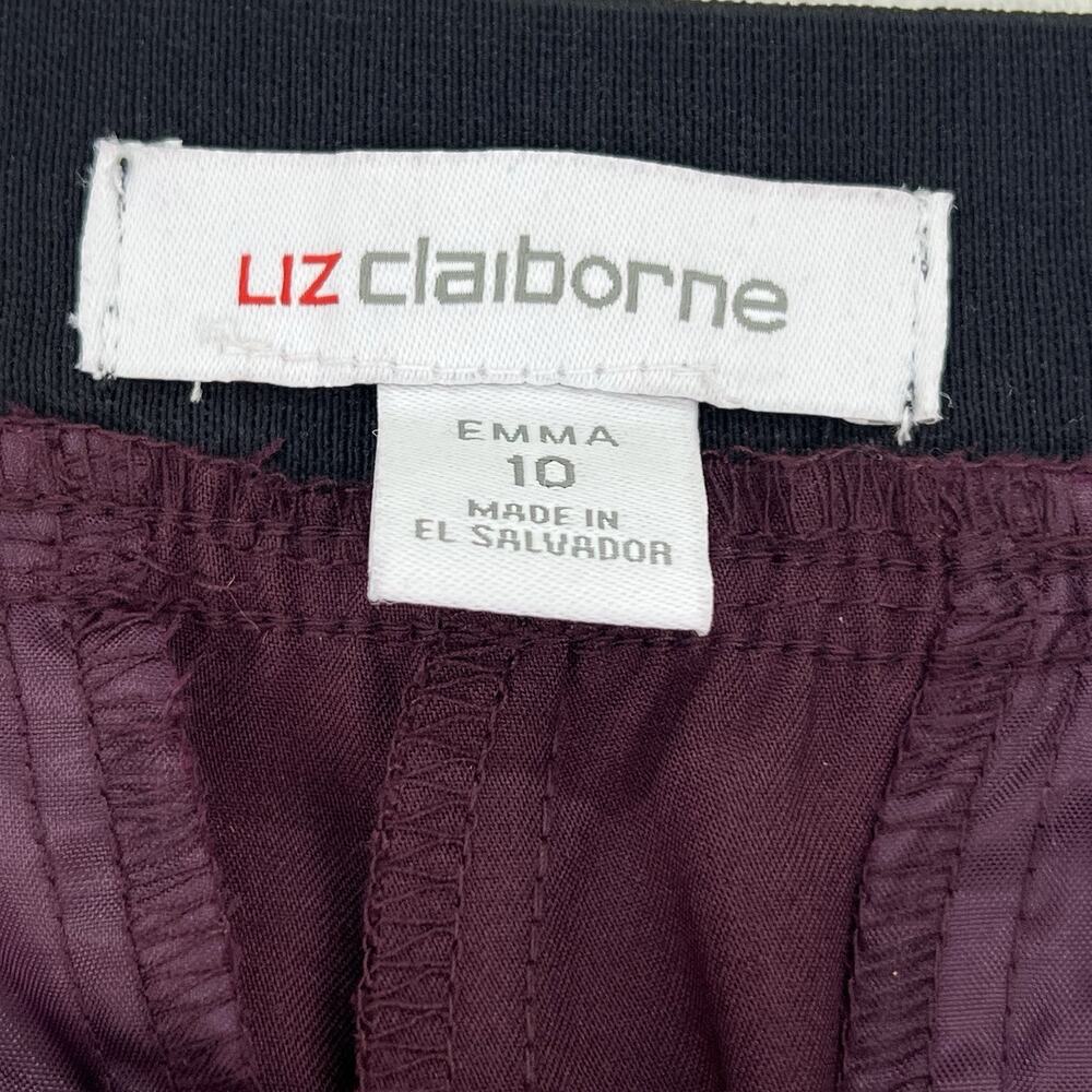 Liz Claiborne Emma Ankle Pants Womens 10 Burgundy Slim Leg Career Stretch NWT - Picture 7 of 10